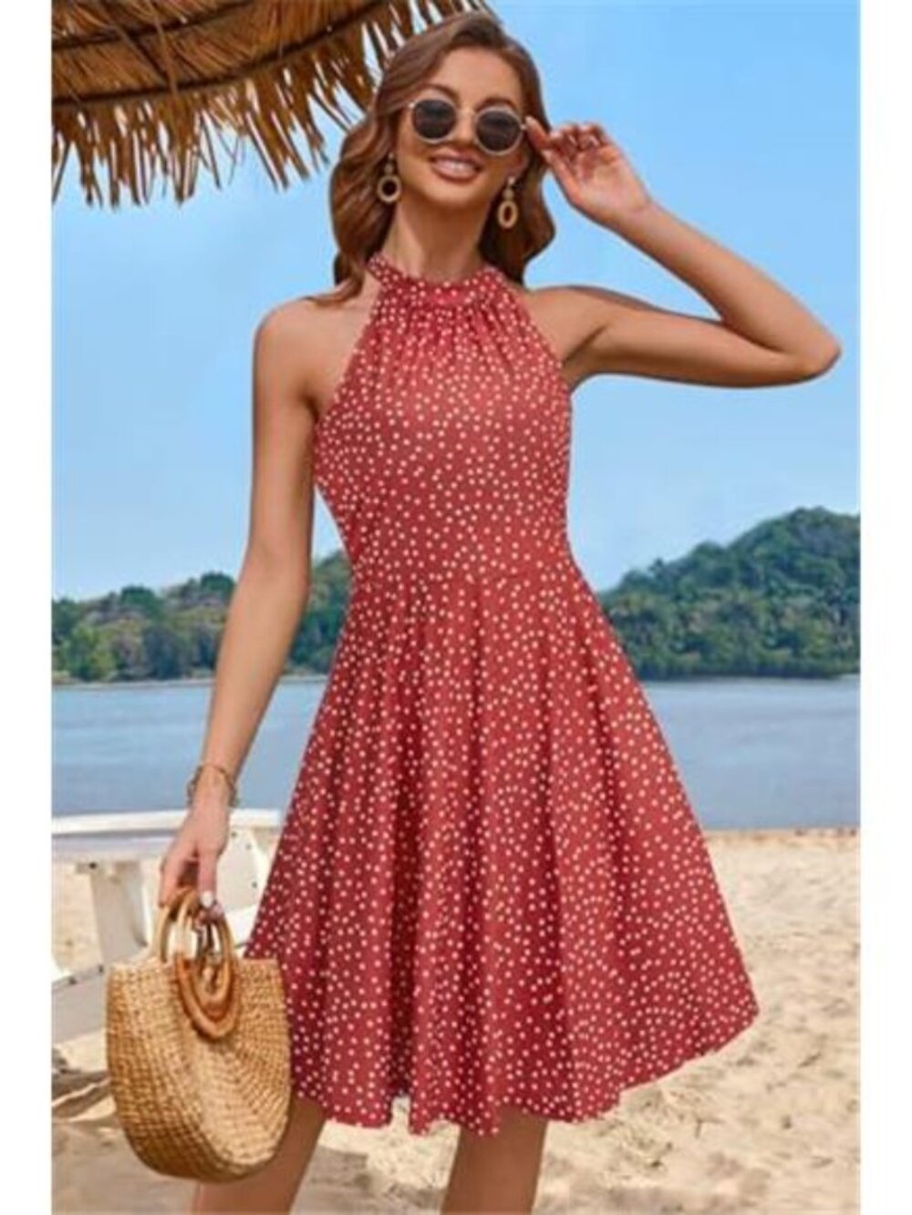 Women's Halter Neck Floral Summer Casual Sundress 2026
